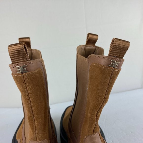 NEW Sam Edelman Womens Sz 8.5 Lulia Brown Suede Chelsea Chunky Heel Platform - Picture 9 of 12